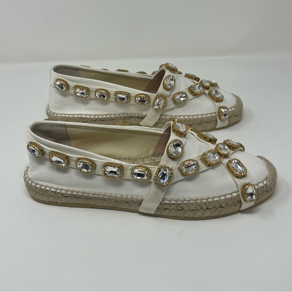 NWT GUCCI CANVAS CRYSTAL EMBELLISHED ESPADRILLES SIZE EU 40 US 10 - Picture 10 of 14